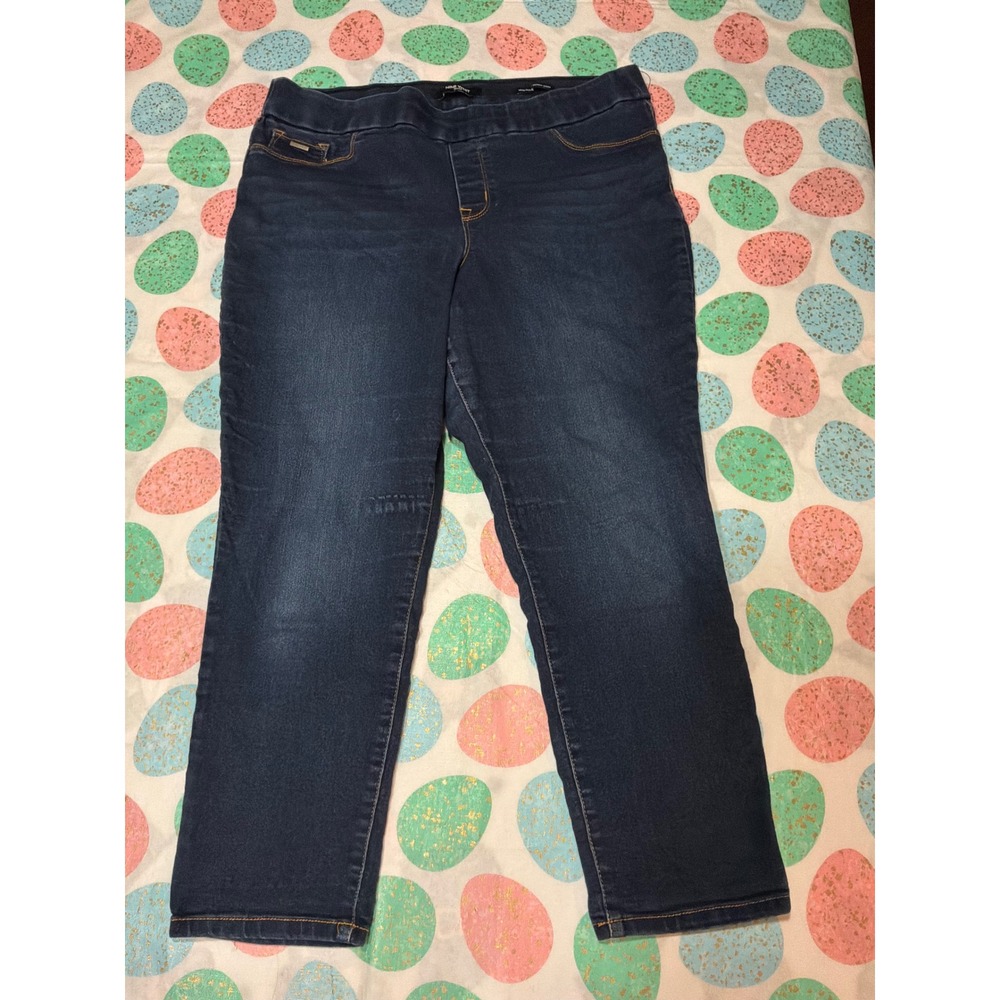 Nine‎ West Jeans Heidi Pull On Skinny Crop Dark Wash Denim Pants Mens 16 Indigo